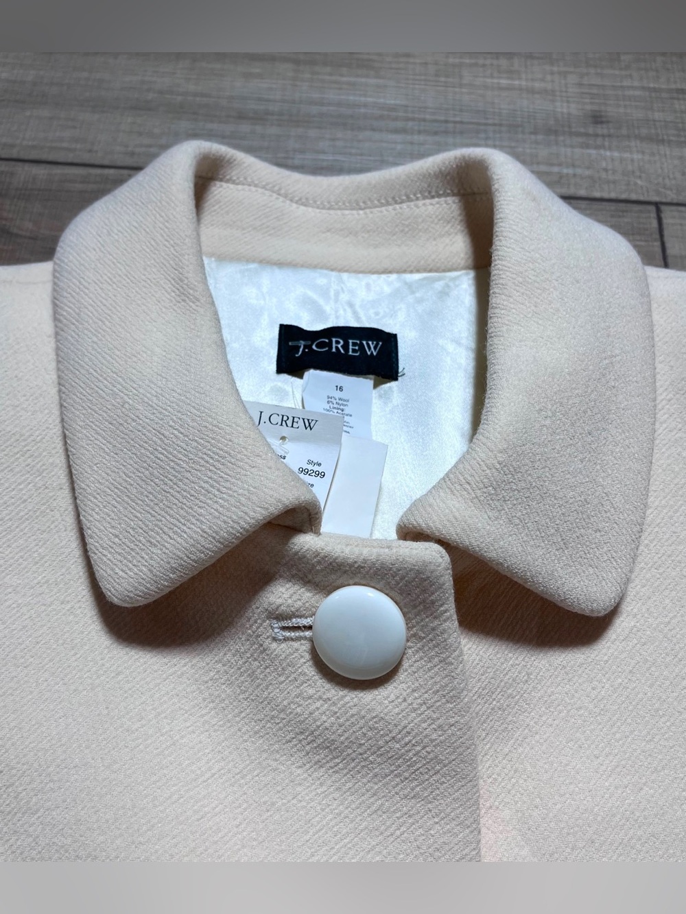 J.Crew Women’s Vintage Wool Blend Thinsulate Button Front Peacoat 16 Buttercream - Picture 10 of 16